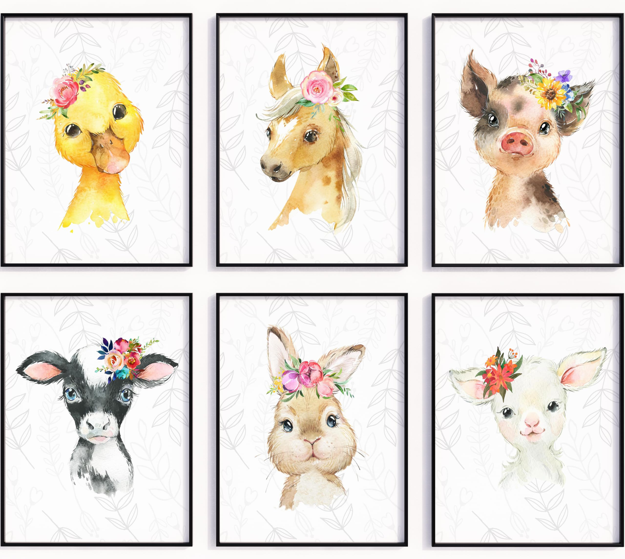 Baby Farm Animal Nursery Wall Art Set of 6 – Watercolor Farm Animals Prints – Gender Neutral ... | Amazon (US)