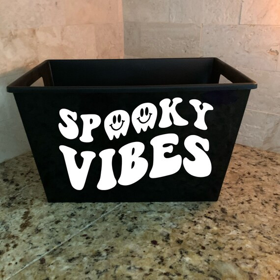 Spooky Vibes Halloween Buckets, Personalized Halloween Bucket, Bat Halloween Bucket, Custom Hallo... | Etsy (US)