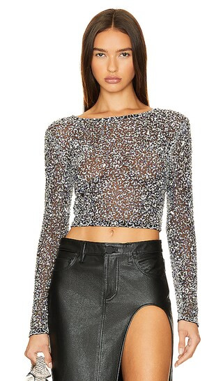 Torrey Top in Black & Silver | Revolve Clothing (Global)