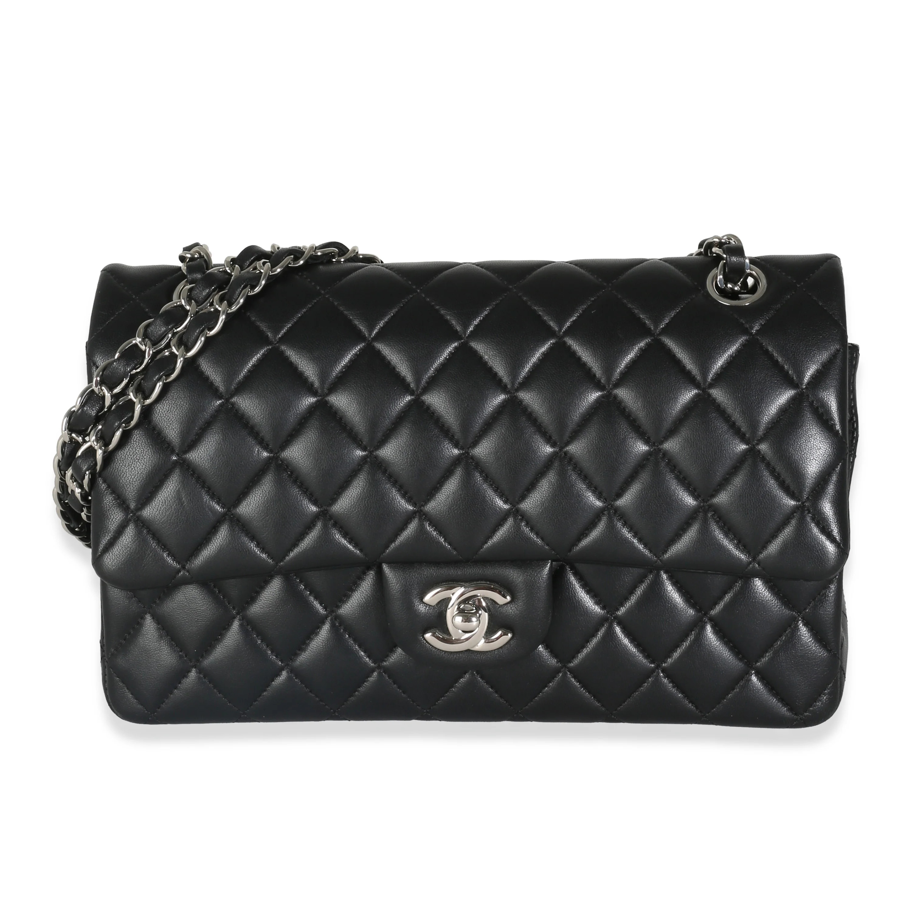 Chanel Black Quilted Lambskin Medium Classic Double Flap Bag | Shop Simon