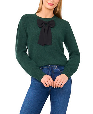 Women's Bow-Trim Crewneck Sweater | Macy's