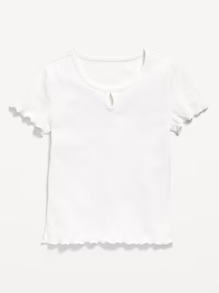 Short-Sleeve Keyhole Cutout Lettuce-Edge Top for Girls | Old Navy (US)