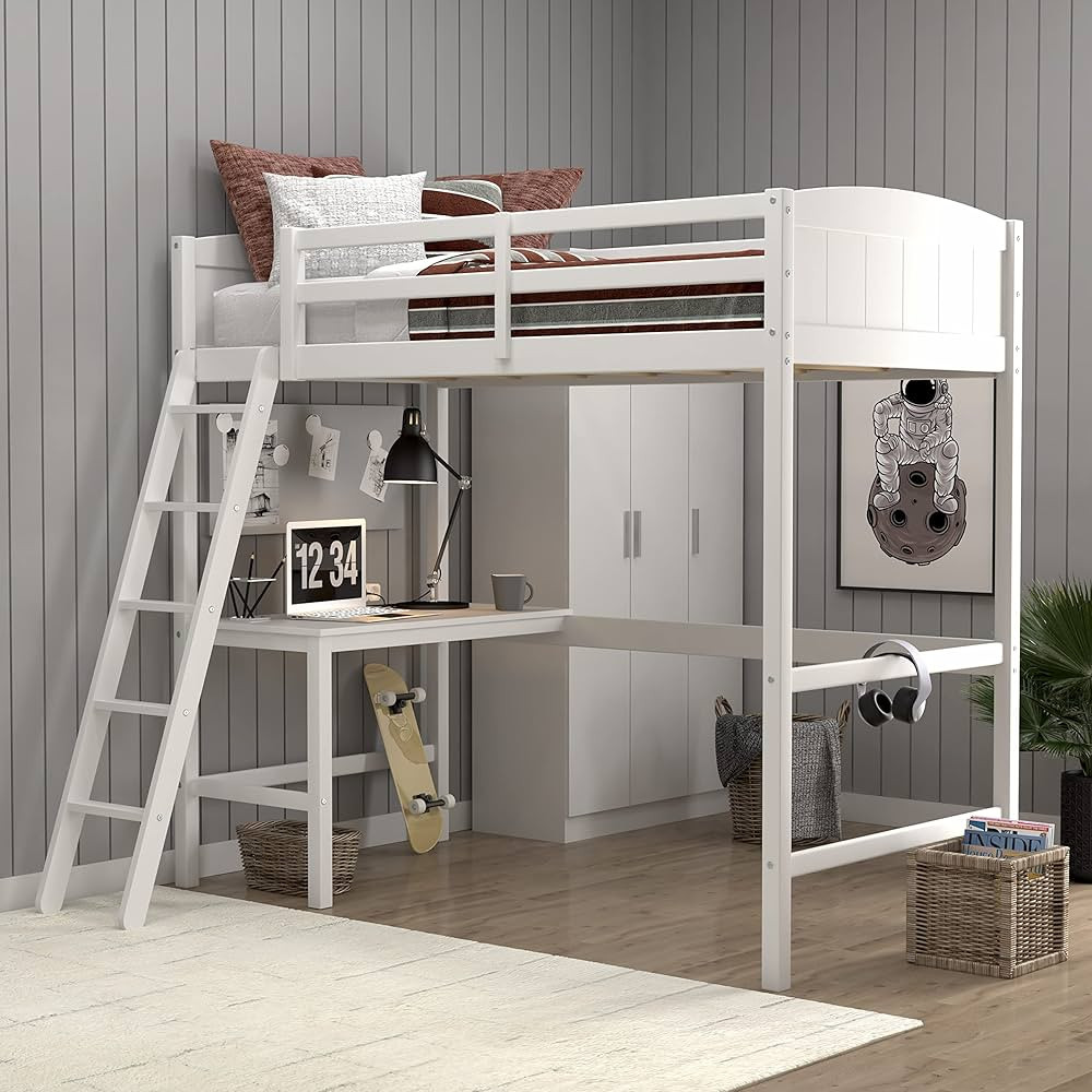 Hillsdale Alexis Contemporary Wood Arch Twin Size Loft Bed with Desk, White | Amazon (US)