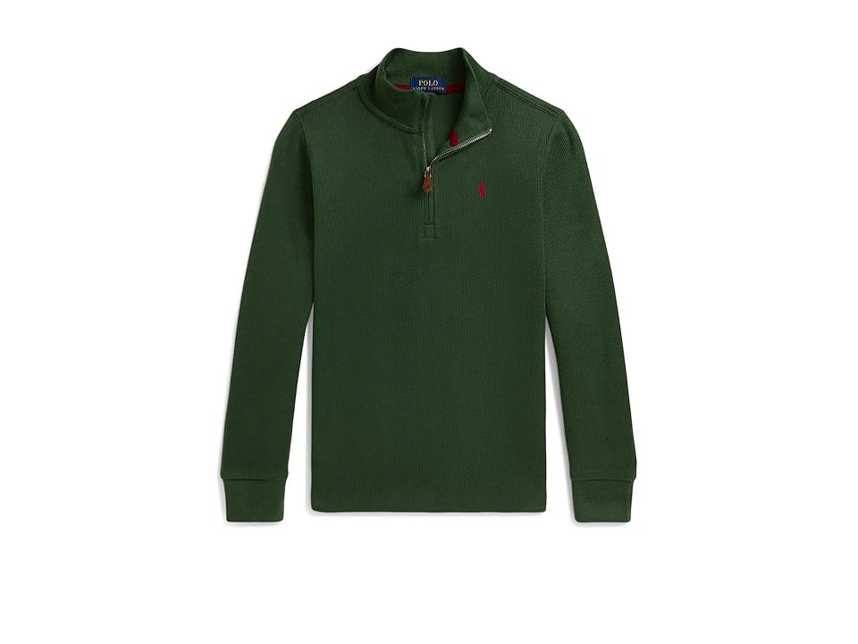 Polo Ralph Lauren Kids Estate-Rib Quarter-Zip Pullover (Toddler/Little Kid) Boy's Sweater Bottle Green : 5 Little Kid, Cotton | Zappos