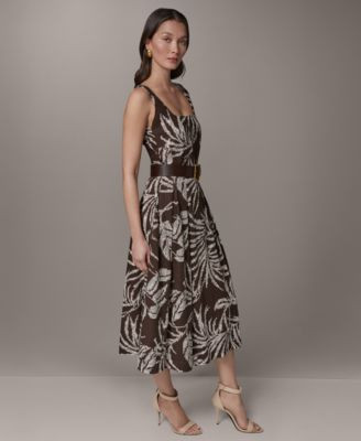 Women's Printed Square Neck Midi Dress | Macy's