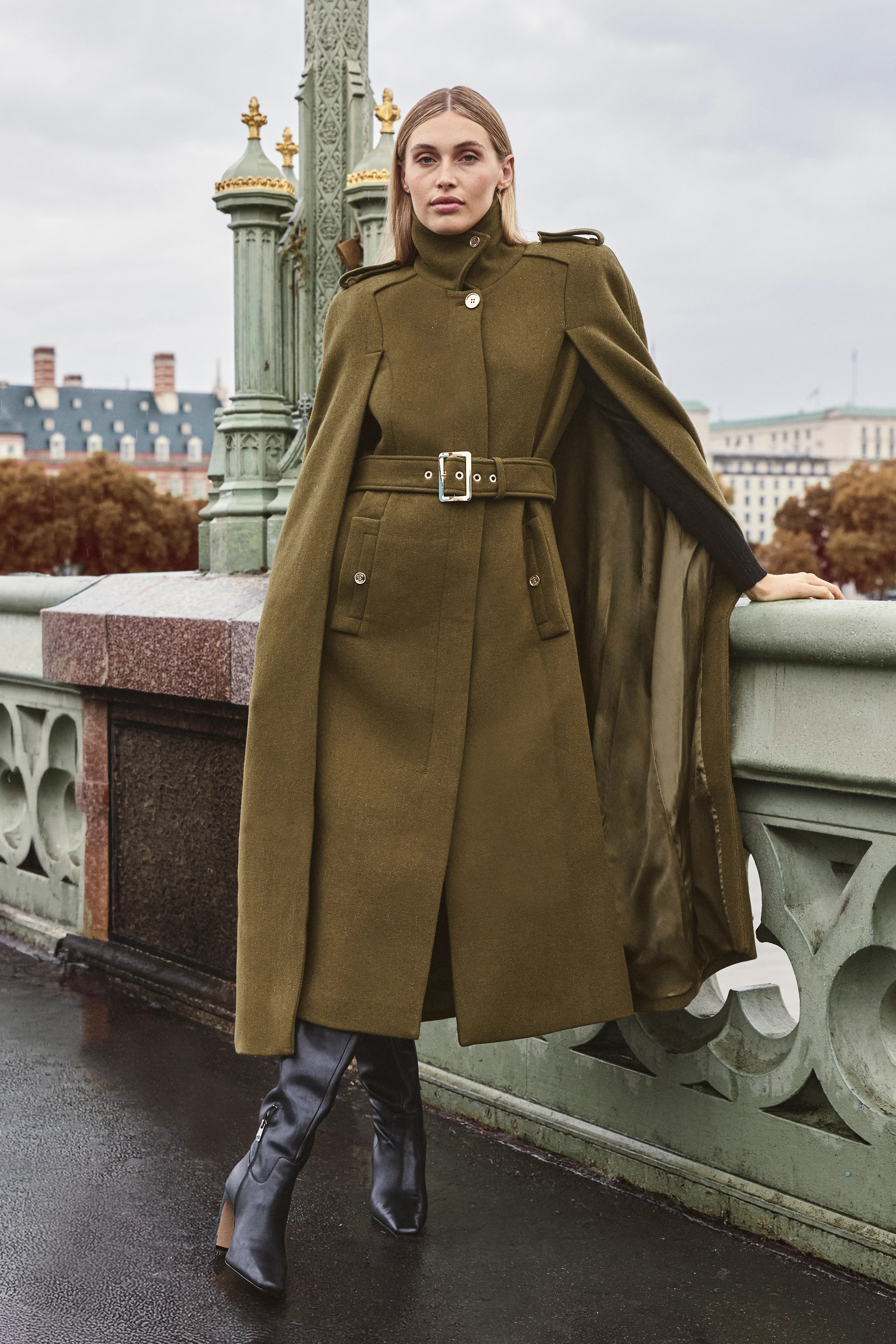 Wool Maxi Cape Coat | Karen Millen
