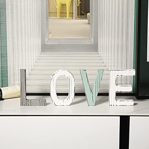 MyGift Decorative Table Decor, Distressed Multi-Colored Wood Love Block Cutout Word Sign, Valentine' | Amazon (US)