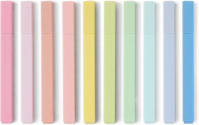 Amazon Basics Pastel Bible Highlighters Set, No Bleed, Chisel Tip, Soft Pastel Colors, 10 Count | Amazon (US)