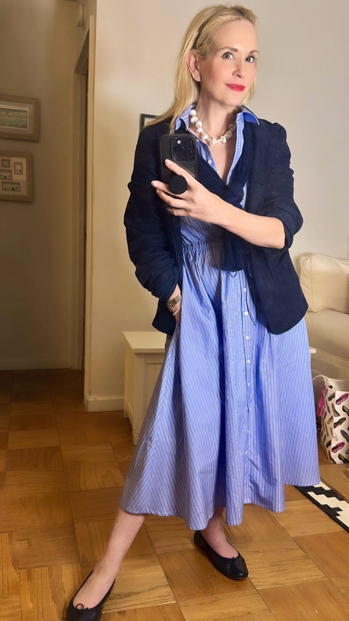 This easy dress is on sale and it’s available in several fabrications. So good for the office.