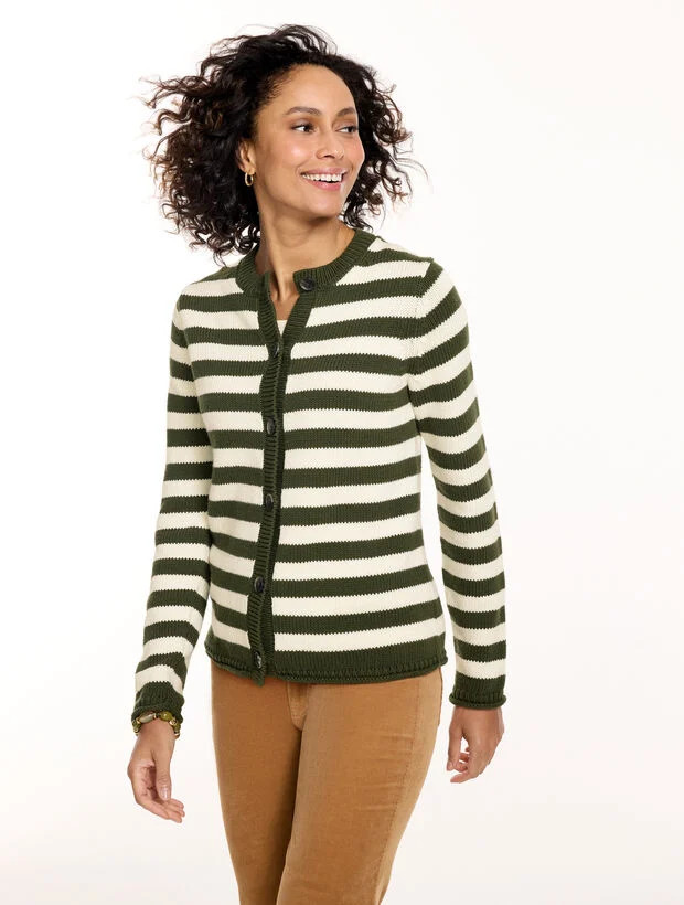 Roll Edge Cardigan - Stripe | Talbots