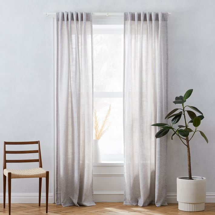Crossweave Curtain - Stone White | West Elm (US)