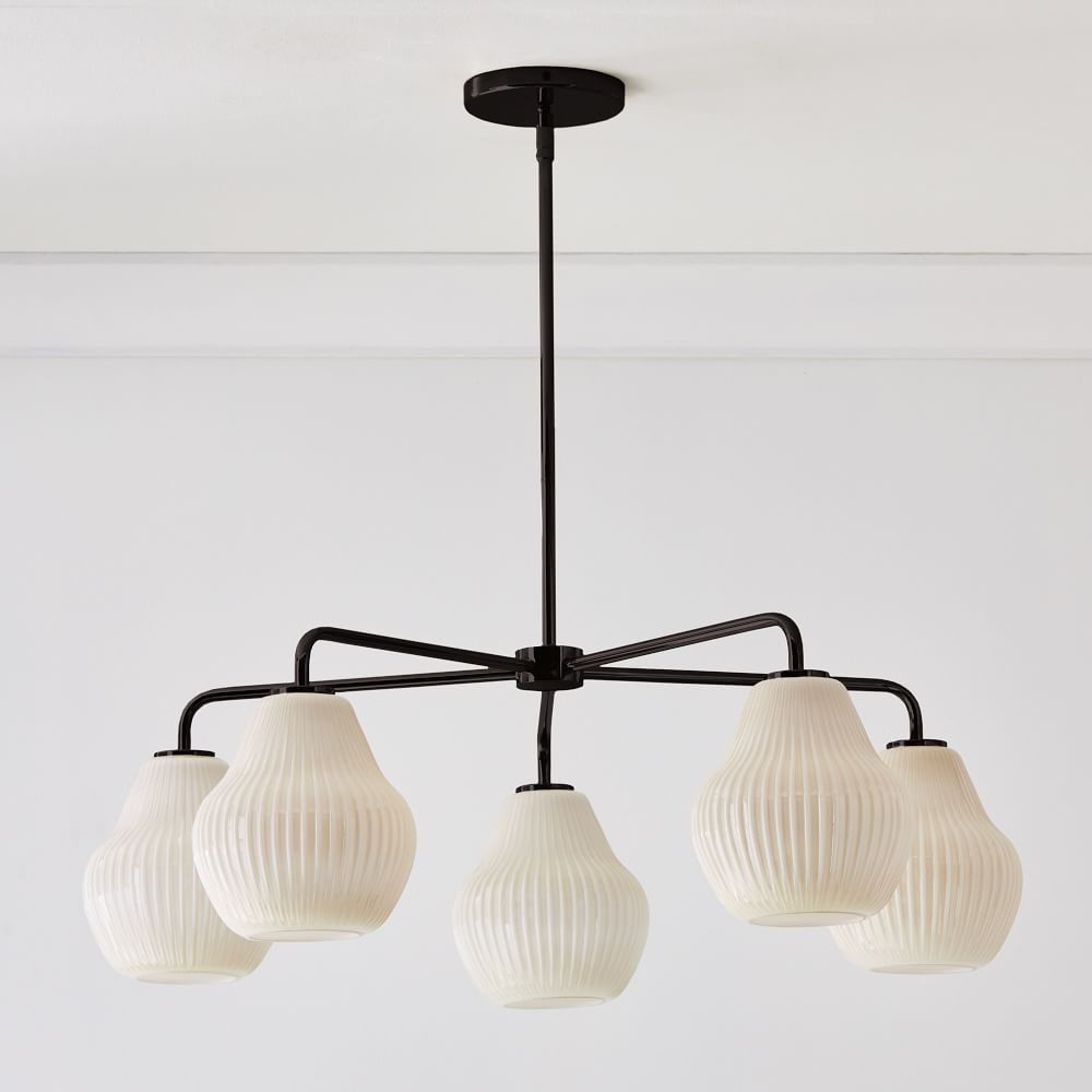 Sculptural Glass 5-Light Ribbed Chandelier - Champagne | West Elm (US)
