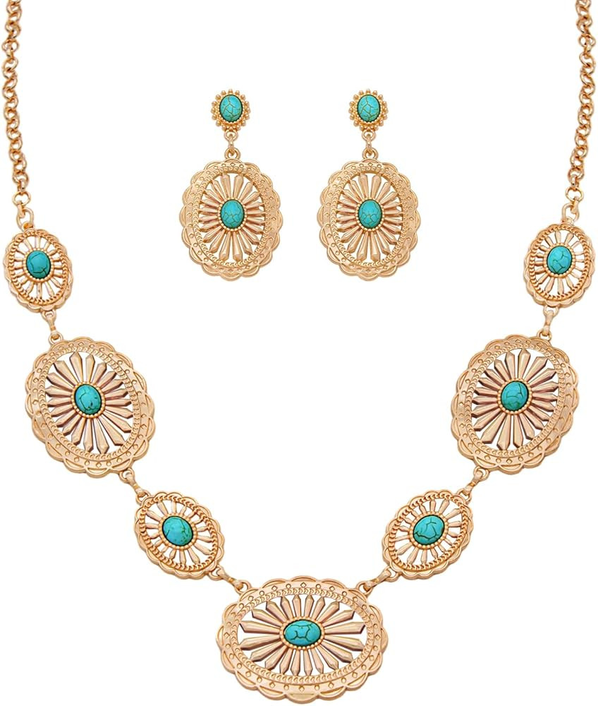 TOPACC Western Jewelry Set for Women Metal Vintage Western Necklace with Earrings Cowgirl Jewery ... | Amazon (US)