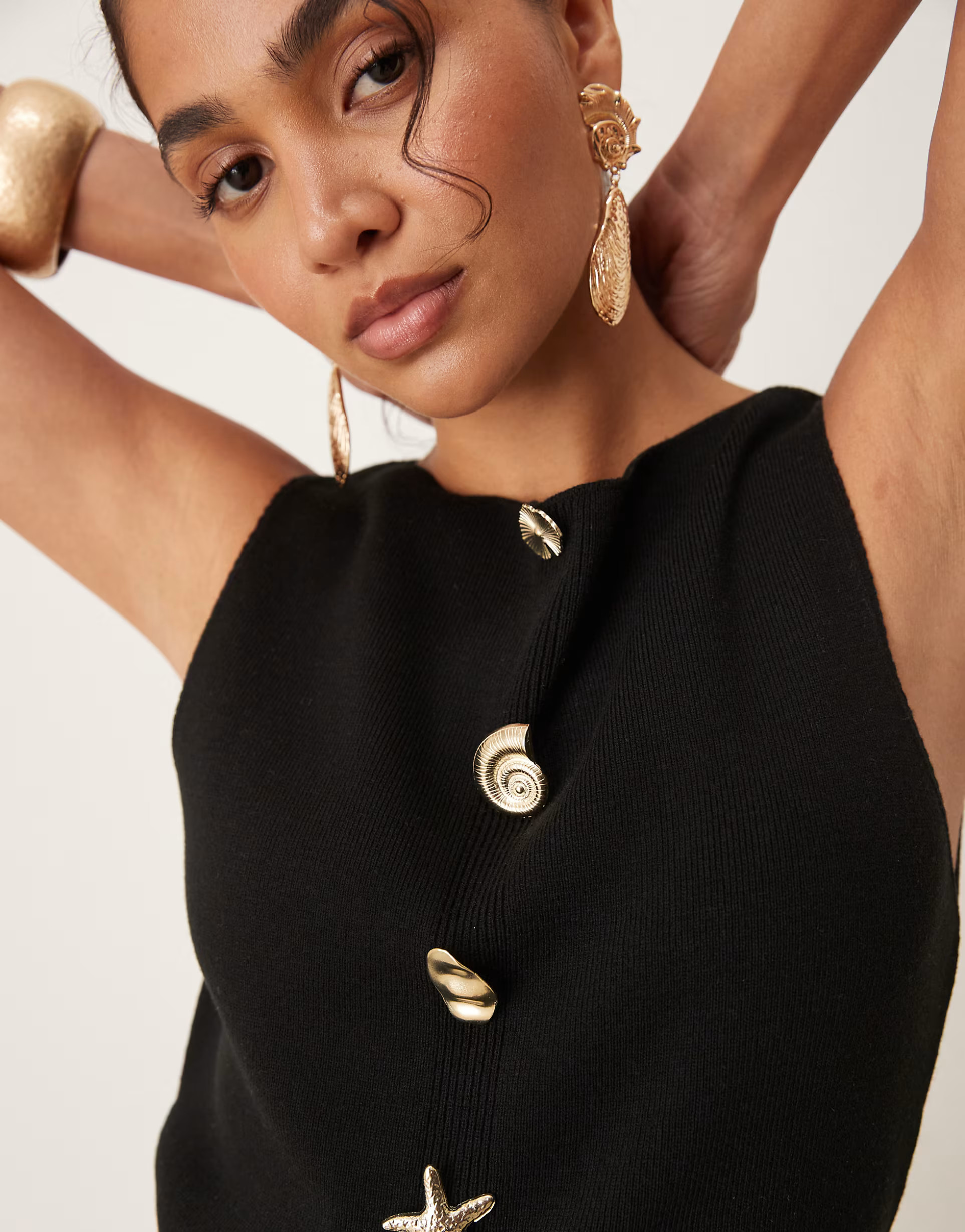 ASOS DESIGN knitted slash neck multi button waistcoat in black | ASOS | ASOS (Global)