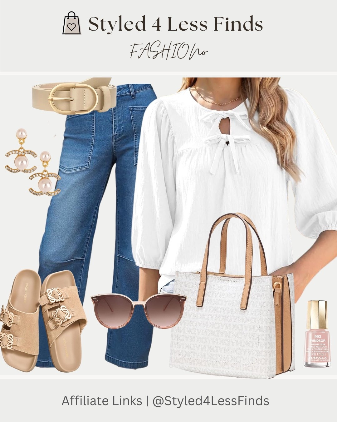 This look is the perfect mix of polished and effortless. The soft bow-detail blouse paired with cropped denim creates an easy everyday outfit that works for lunch dates, errands, travel days, or casual office wear. Add gold accessories and a neutral handbag to instantly elevate the entire look.

🤎 Style Tip: When wearing light neutrals, choose accessories in the same color family (cream, beige, tan, and gold) to create a chic, expensive-looking outfit without trying too hard. The matching belt, slides, and tote tie everything together for a cohesive look.

#LTKcanada #LTKjeans #LTKover50style