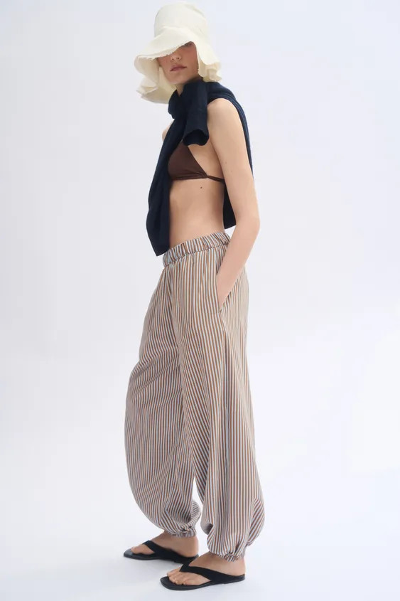 ZW COLLECTION STRIPED BALLOON PANTS | Zara US