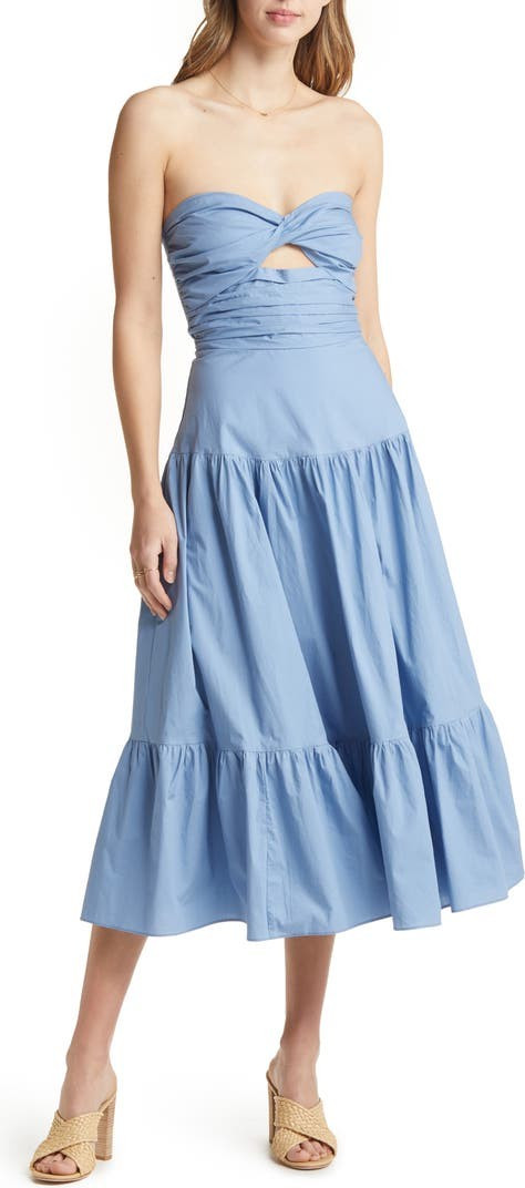 VICI Collection Strapless Cutout Cotton Midi Dress | Nordstrom - Sunmer Dress | Nordstrom