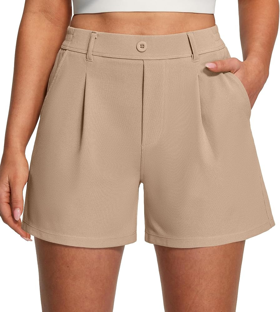 Ewedoos Dress Shorts for Women Stretchy Pull On Dressy Work Shorts with Pockets High Waisted Trou... | Amazon (US)