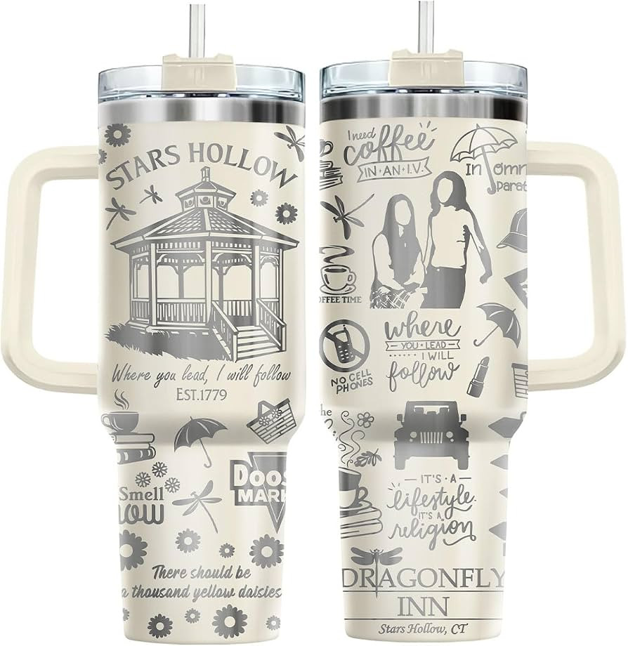 Stars Tumbler 40oz with Handle \u2013 Coffee Lover Insulated Stainless Steel Mug, Luke\u2019s Din... | Amazon (US)