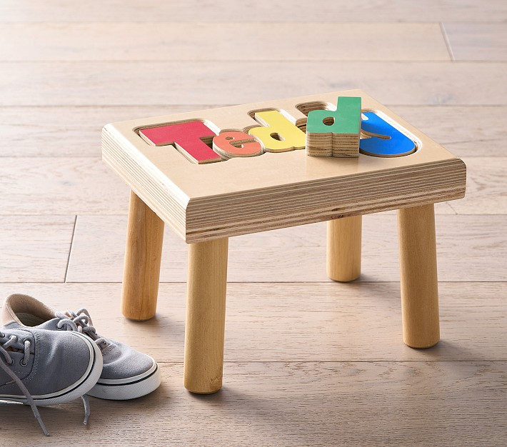 Name Puzzle Regular Pastel Stool | Pottery Barn Kids