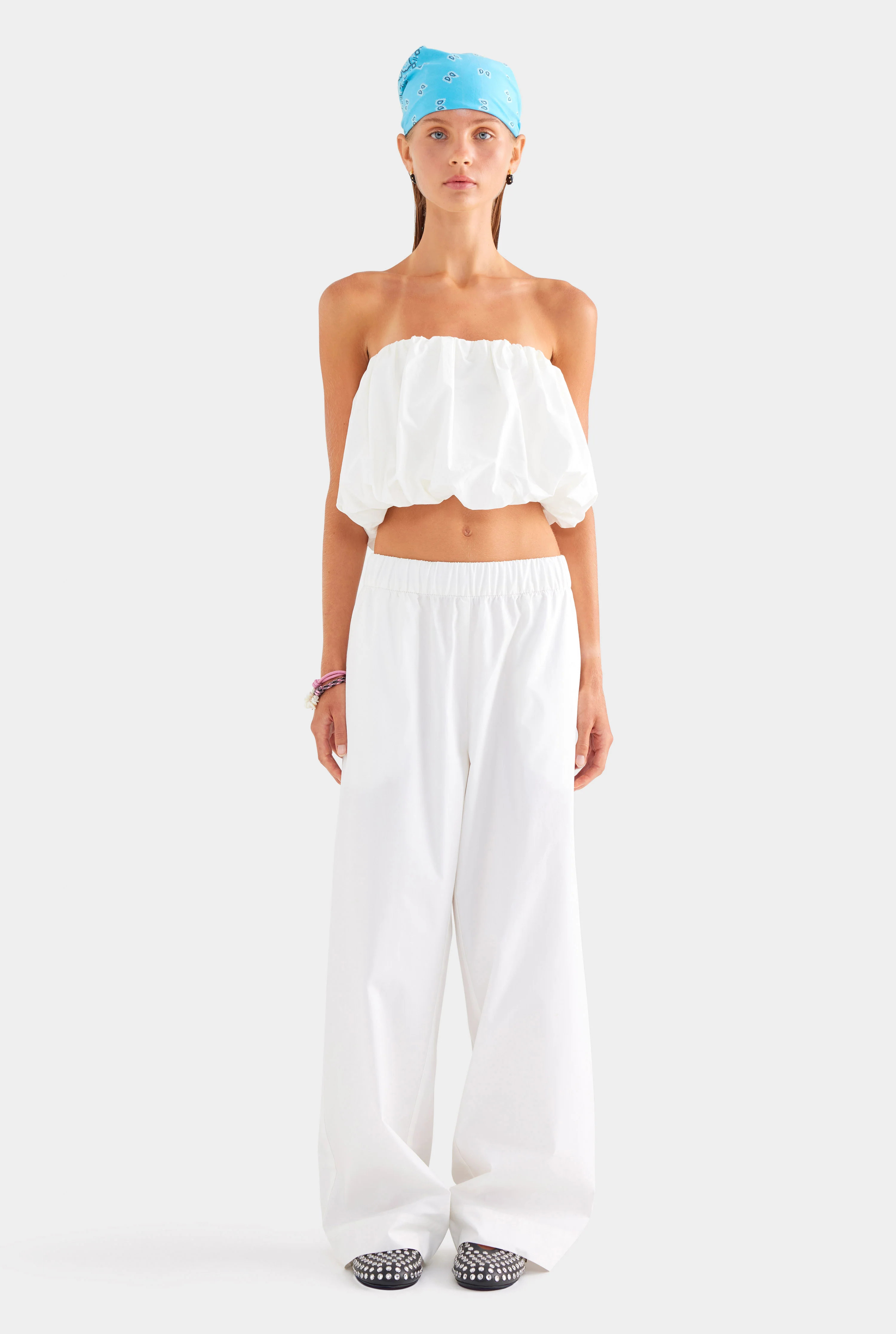 Womens Heavy Cotton Poplin Pant in White | Venroy | Venroy AU