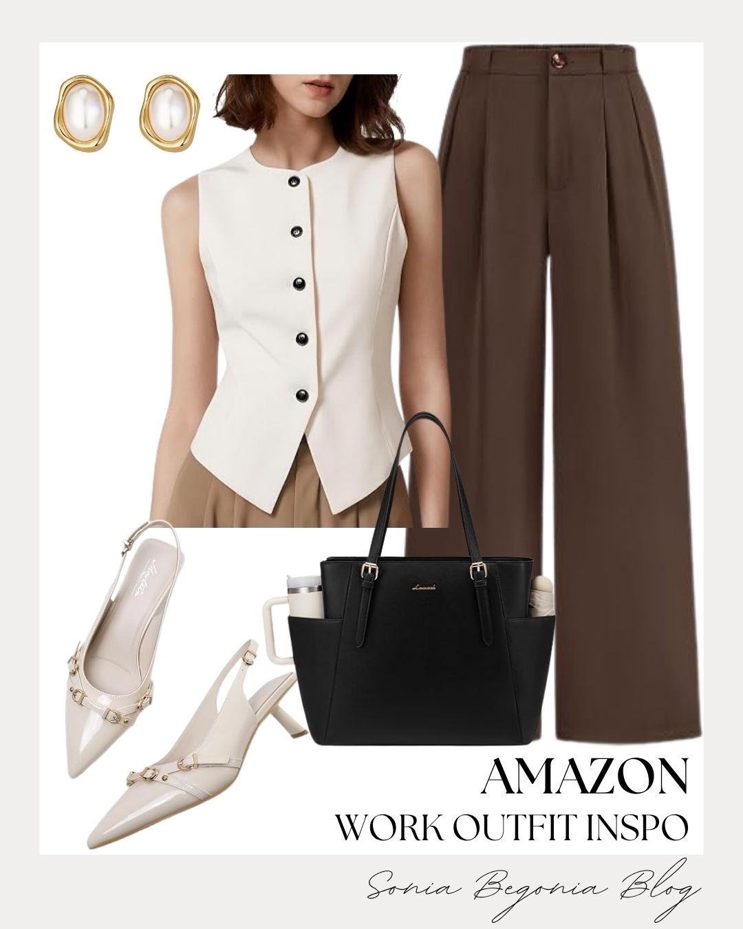 Elevate your office style with this chic Amazon work outfit inspiration! 💼

Featuring a tailored button-up vest paired with high-waisted wide-leg trousers, pointed-toe slingback heels, a practical leather tote bag, and gold pearl earrings.

Shop this polished corporate look to refresh your weekly workwear rotation! ✨

#AmazonFashion #WorkwearStyle #OfficeOutfit #AmazonFinds #LTKworkwear #BusinessCasual #ChicOutfits #CorporateStyle #WorkwearInspo #LTKstyletip #LTKunder50 #ClassyOutfits

#LTKWorkwear #LTKootd