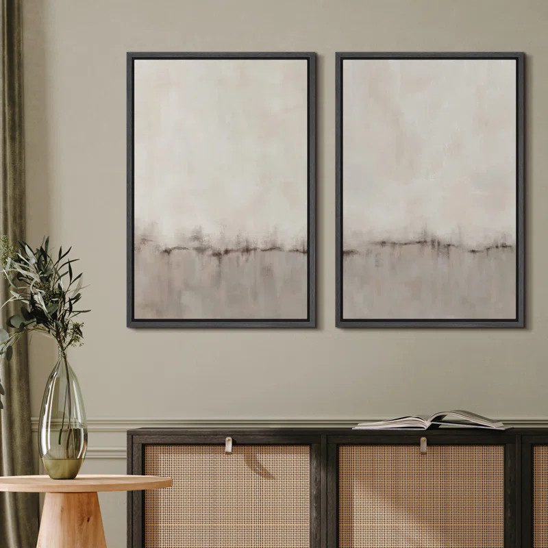 IDEA4WALL Duotone Tan Abstract Landscape Minimalist Neutral Framed Canvas 2 Pieces Print Modern A... | Wayfair North America