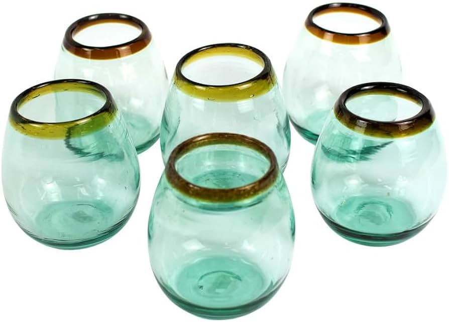 Kalalou CRL5141 STEMLESS WINE GLASS WITH AMBER RIM | Amazon (US)