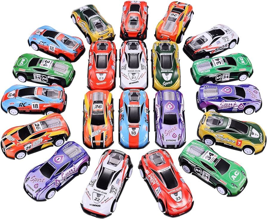 21 Pack Pull Back Toy Cars, Mini Die-Cast Race Cars Vehicles Bulk, Party Favor Cars Toys, Goodie Bag | Amazon (US)