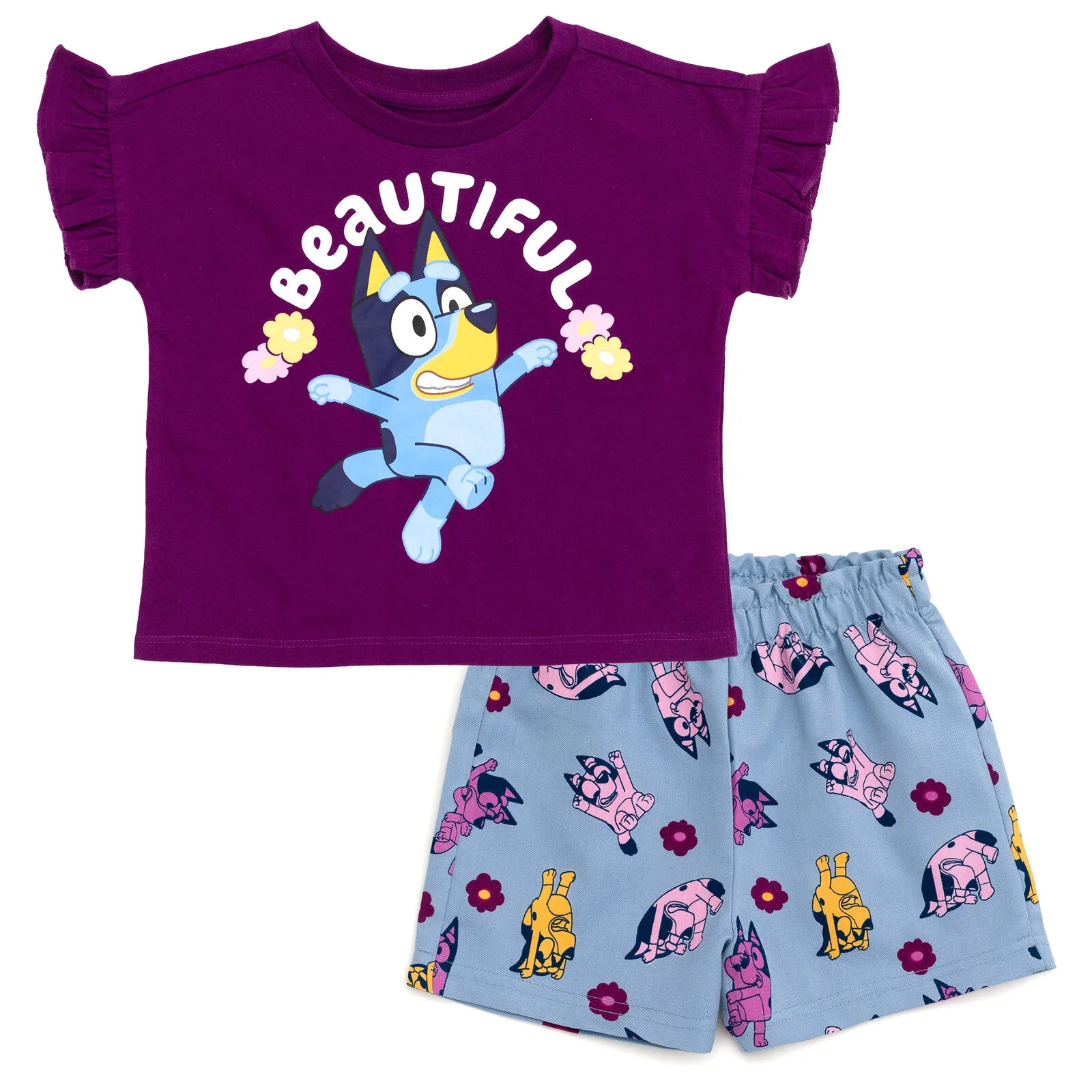 Bluey T-Shirt and Chambray Shorts Outfit Set Toddler to Big Kid | Walmart (US)