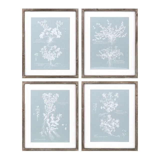 Melrose Set of 4 Blue and White Framed Floral Rectangular Wall Art 15.75" x 19.5" | Walmart (US)