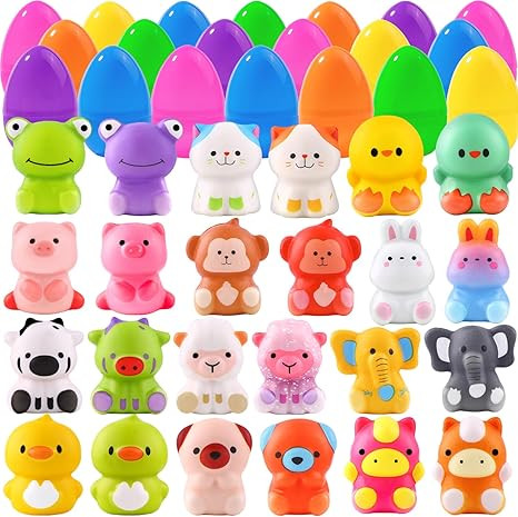 24pcs Prefilled Easter Eggs with Animal Squishy Toys, Easter Basket Stuffers Egg Hunt Egg Fillers... | Amazon (US)