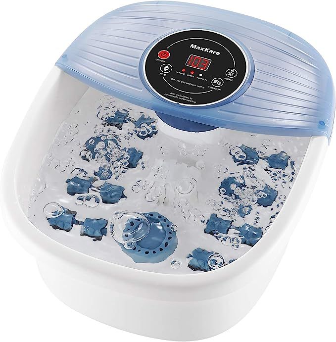 Foot Spa Bath Massager with Heat Bubbles Vibration 3 in 1 Function, 16 Masssage Rollers Soaker Di... | Amazon (US)