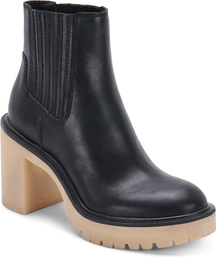 Dolce Vita Caster H2O Waterproof Block Heel Bootie Black Shoes Black Booties Booties Budget Fashion | Nordstrom
