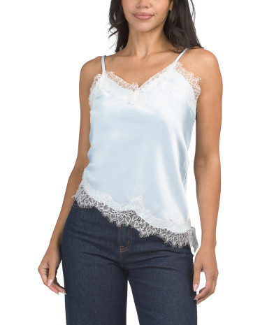 Lace Trim Satin Top for Women | Polyester | Marshalls