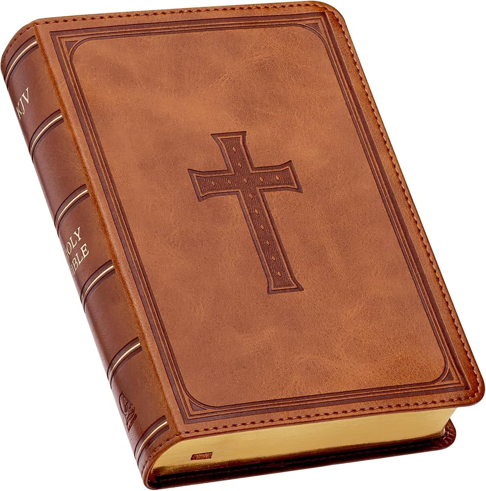 KJV Holy Bible, Large Print Compact, Saddle Tan Faux Leather w/Ribbon Marker, Red Letter, King Ja... | Amazon (US)