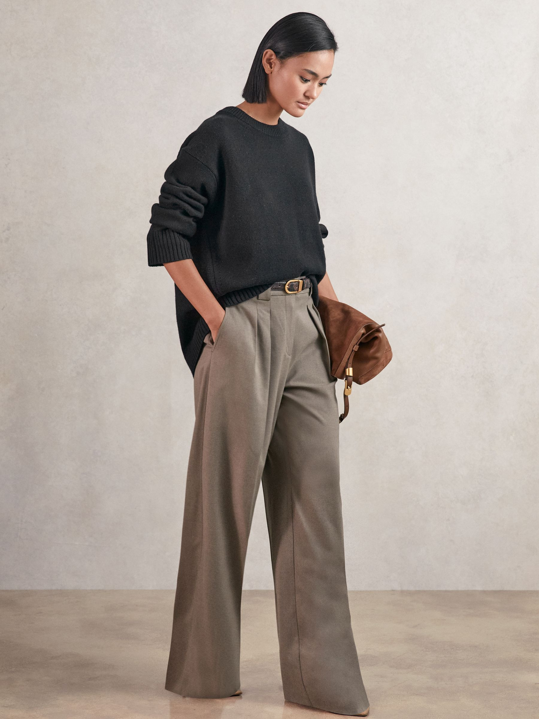 Reiss Wool-Cashmere Crew-Neck Jumper in Black - REISS | Reiss UK