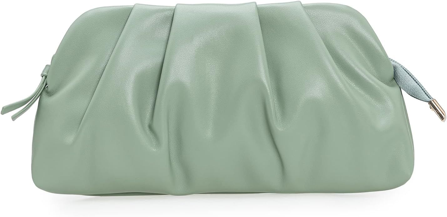 CHARMING TAILOR Chic Soft Vegan Leather Clutch Bag Dressy Pleated PU Evening Purse for Women | Amazon (US)