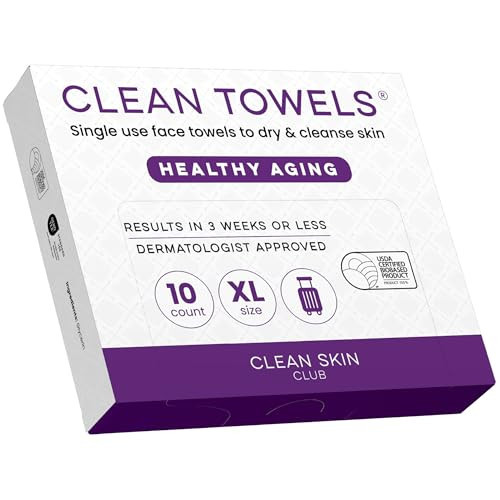 Clean Skin Club Healthy Aging Clean Towels® XL, Travel Pack, Smooths Fine Lines Wrinkles & Texture, Disposable Face Towels, Anti-Aging Dry Wipes, TSA-Approved Travel Essential, 10 Ct | Amazon (US)