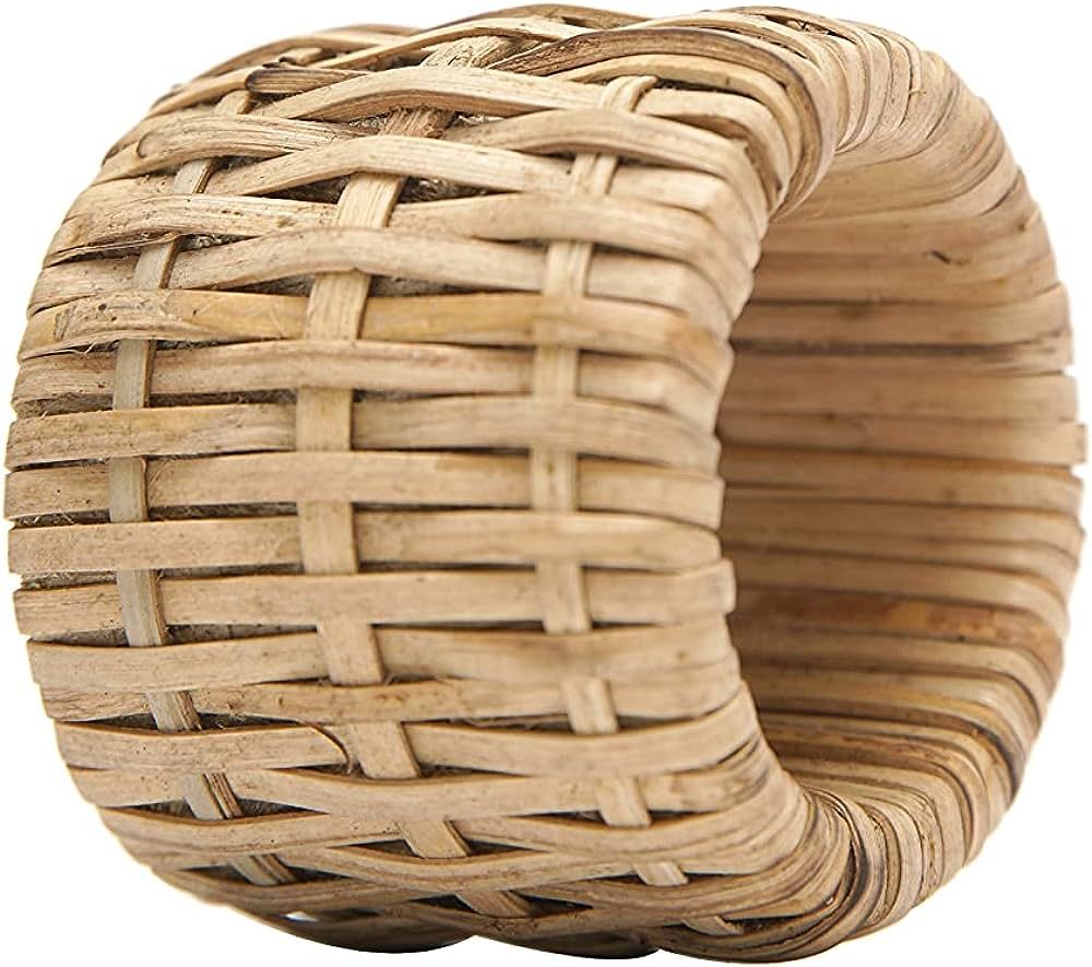 CMEI Wood Rattan Napkin Rings, Set of 6 | Amazon (US)