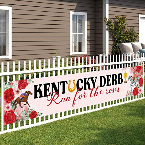 Amazon.com: Kentucky Horse Derby Banner Party Supplies - Horse Racing Sign Backdrop Outdoor Indoo... | Amazon (US)