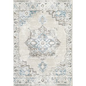 Abani Urbana 7'9"W x 10' 2"D URB120A Traditional Distressed Ivory/Light Blue Rug | Cymax