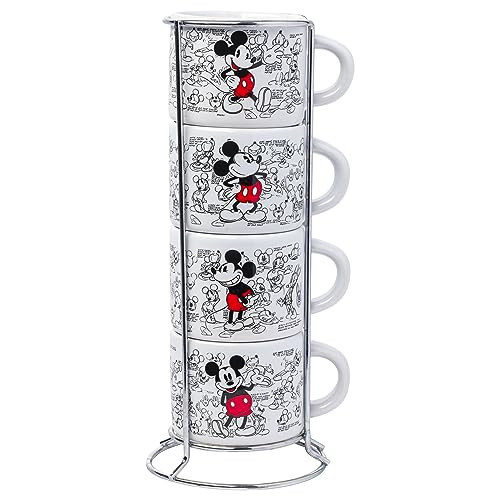 Silver Buffalo Disney Mickey Mouse Vintage Sketches Art 4pc Stackable Ceramic Espresso Small Cup Set, 3 Ounces | Amazon (US)