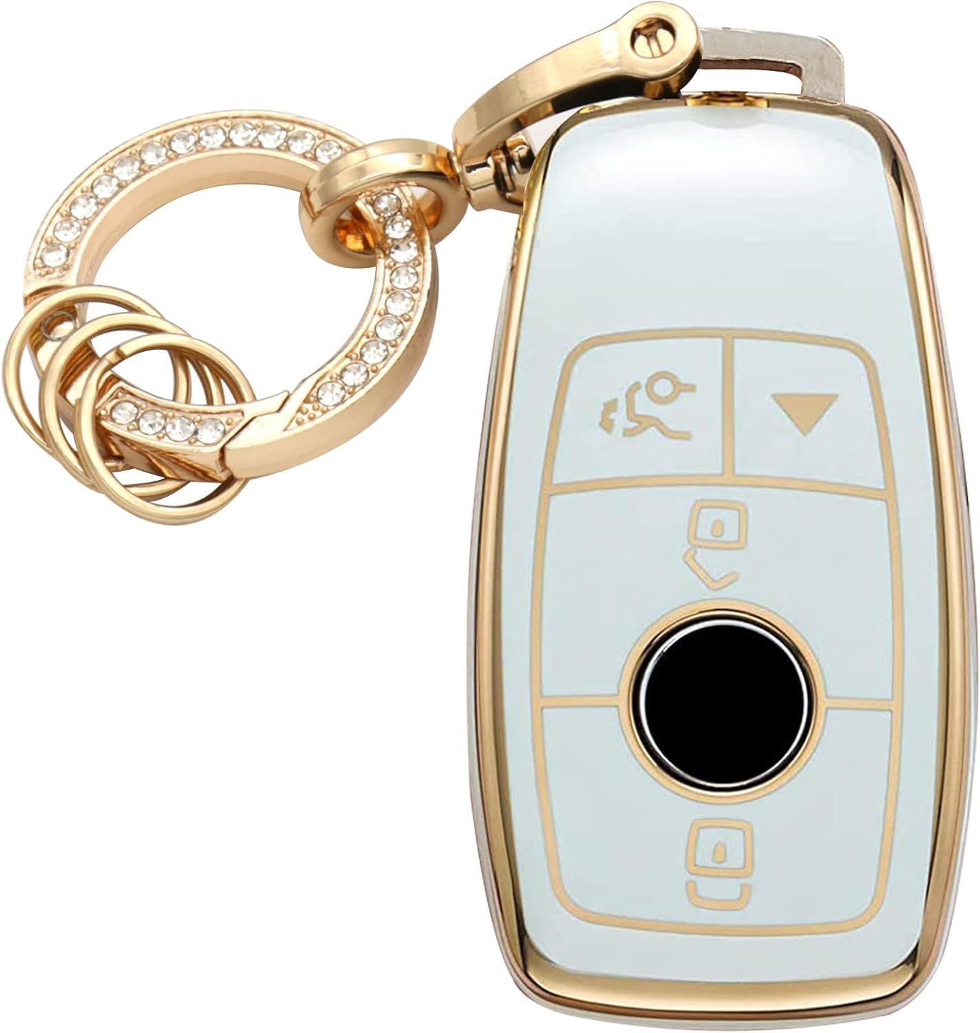 WSAuto for Mercedes Benz Key Fob Cover Soft TPU Protection Car Key Case Shell with Fashion Gold B... | Amazon (US)