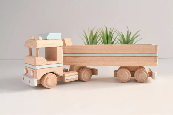 Truck with trailer - Wooden toy - Wooden truck - Personalized gift - Boy nursery decor - Eco frie... | Etsy (US)