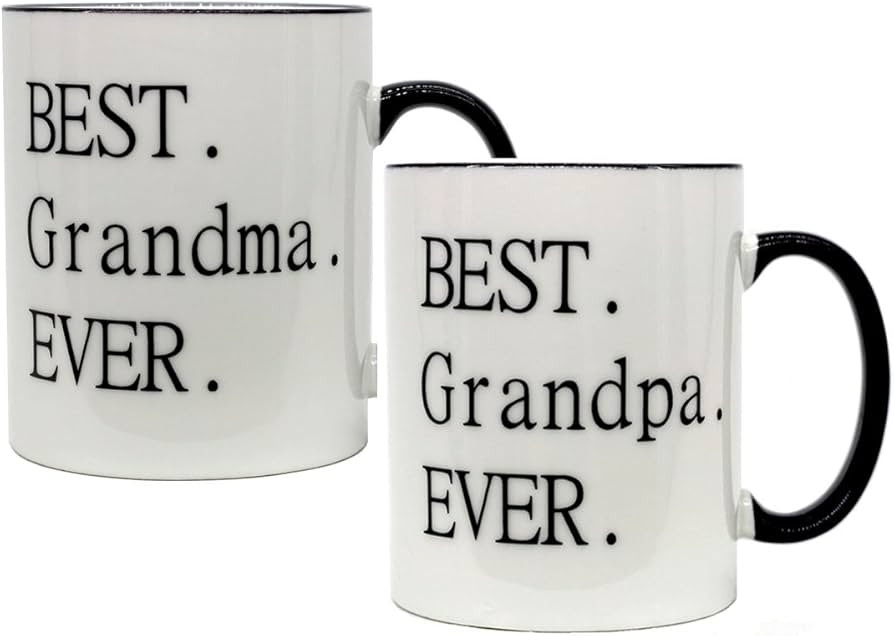 Mecai Grandparents Gifts-Best Grandma/grandpa ever -11 OZ ceramic Coffee Mugs set of 2- Novelty C... | Amazon (US)