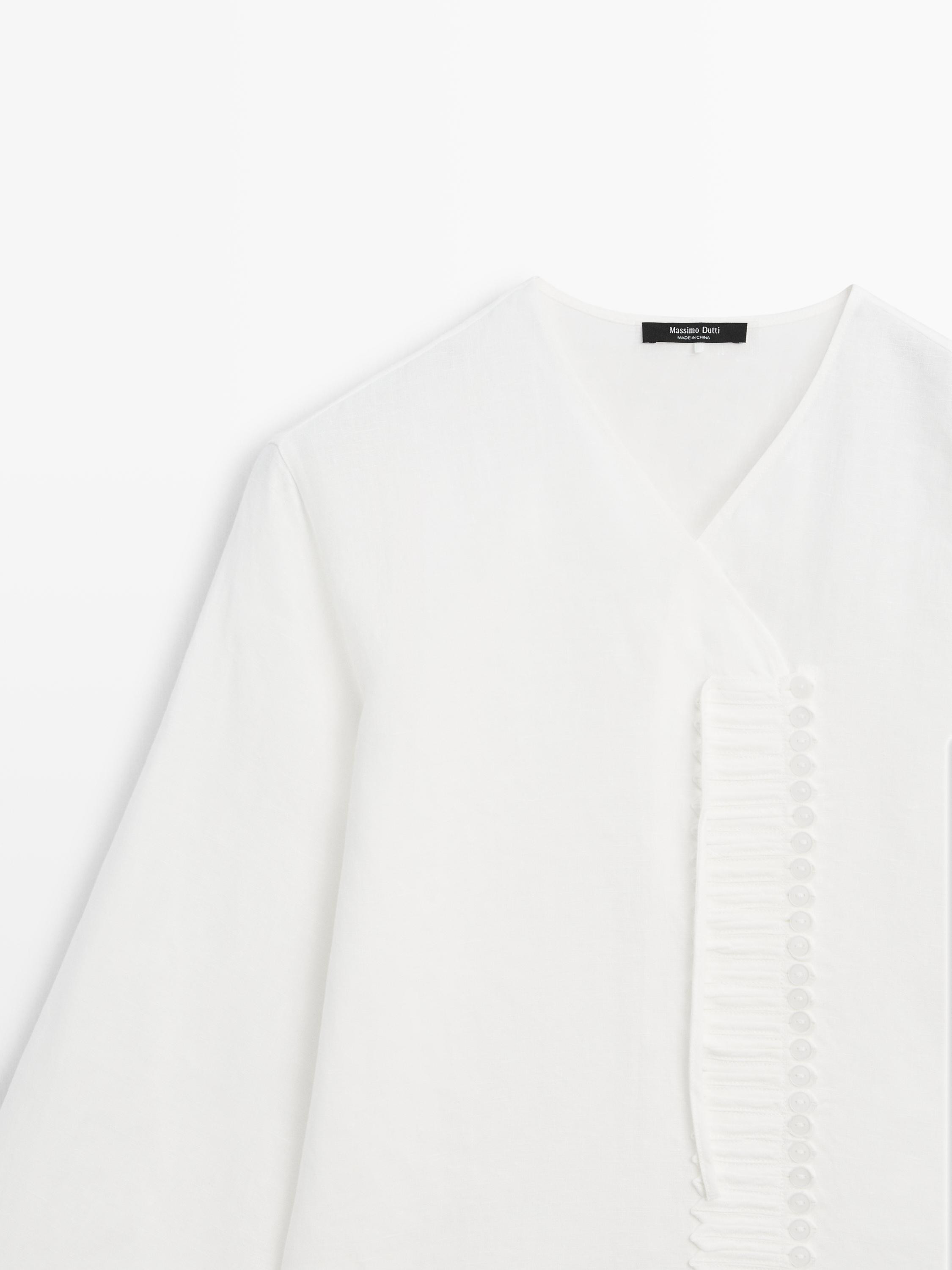 Flowing shirt with chest detail | Massimo Dutti UK