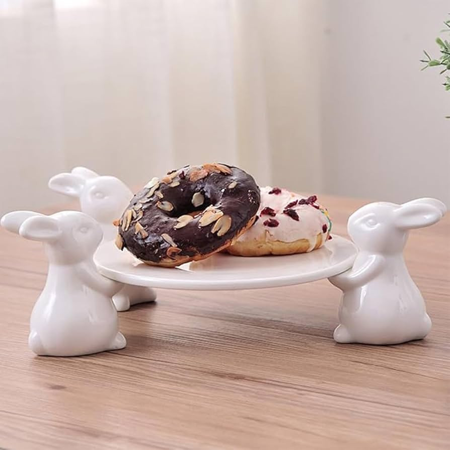 Easter Decor Bunny Cake Stand Christmas Gifts,Ceramic Rabbit Cakecup Stand,Cake Stands for Party,... | Amazon (US)