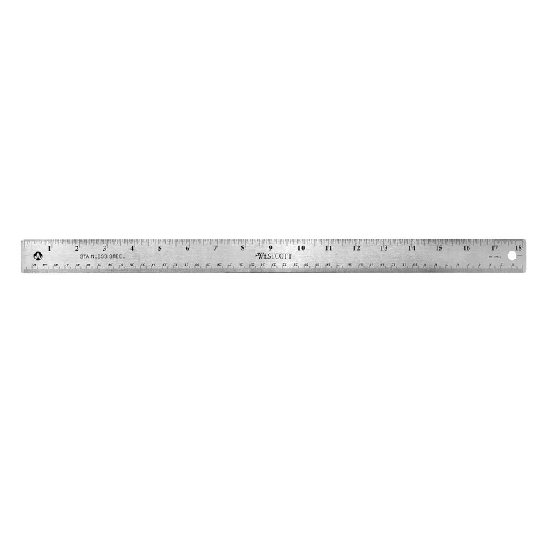 Westcott Stainless Steel Ruler, 18", Non Slip Cork Base, Silver, 1-Count | Walmart (US)