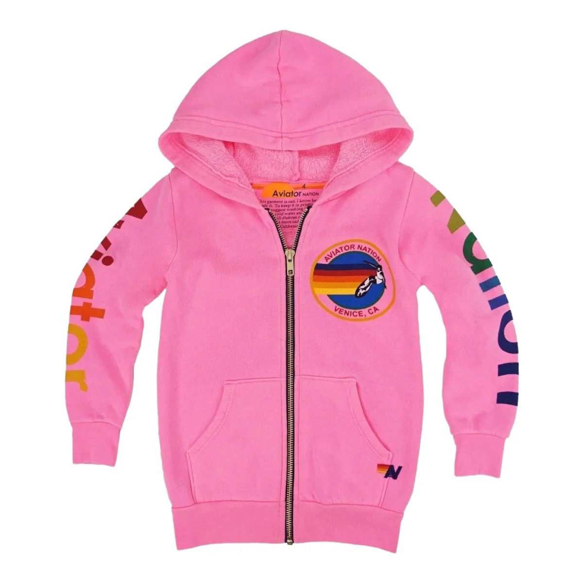 AVIATOR NATION NEON ZIP UP HOODIE 4 / PINK | Mini Dreamers 